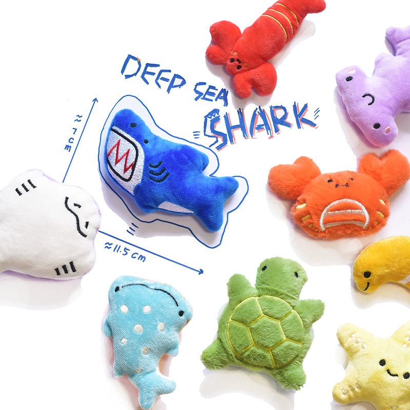 10 Styles Deep Sea Buddies Squeaky Dog Toys Colorful Soft Plush Small Dog Cat Toy Puppy Cuddle Toy Set Japanese Korean Style Customizable