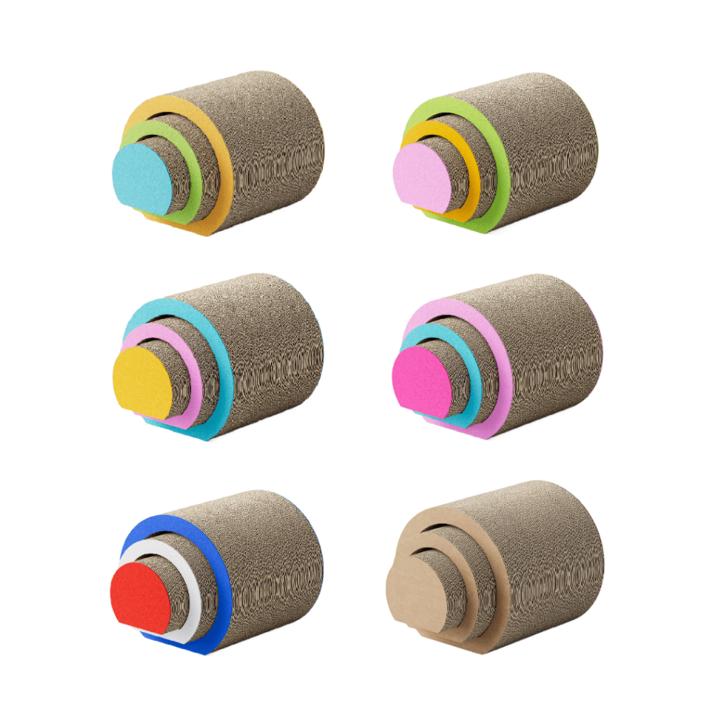 3-in-1 Tunnel Barrel-Shaped Corrugated Paper Cat Scratcher (6 Colors)